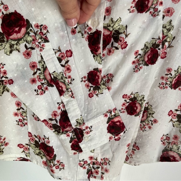 SWISS DOT FLORAL BUTTON DOWN BY DENVER HAYES - Picture 3 of 9